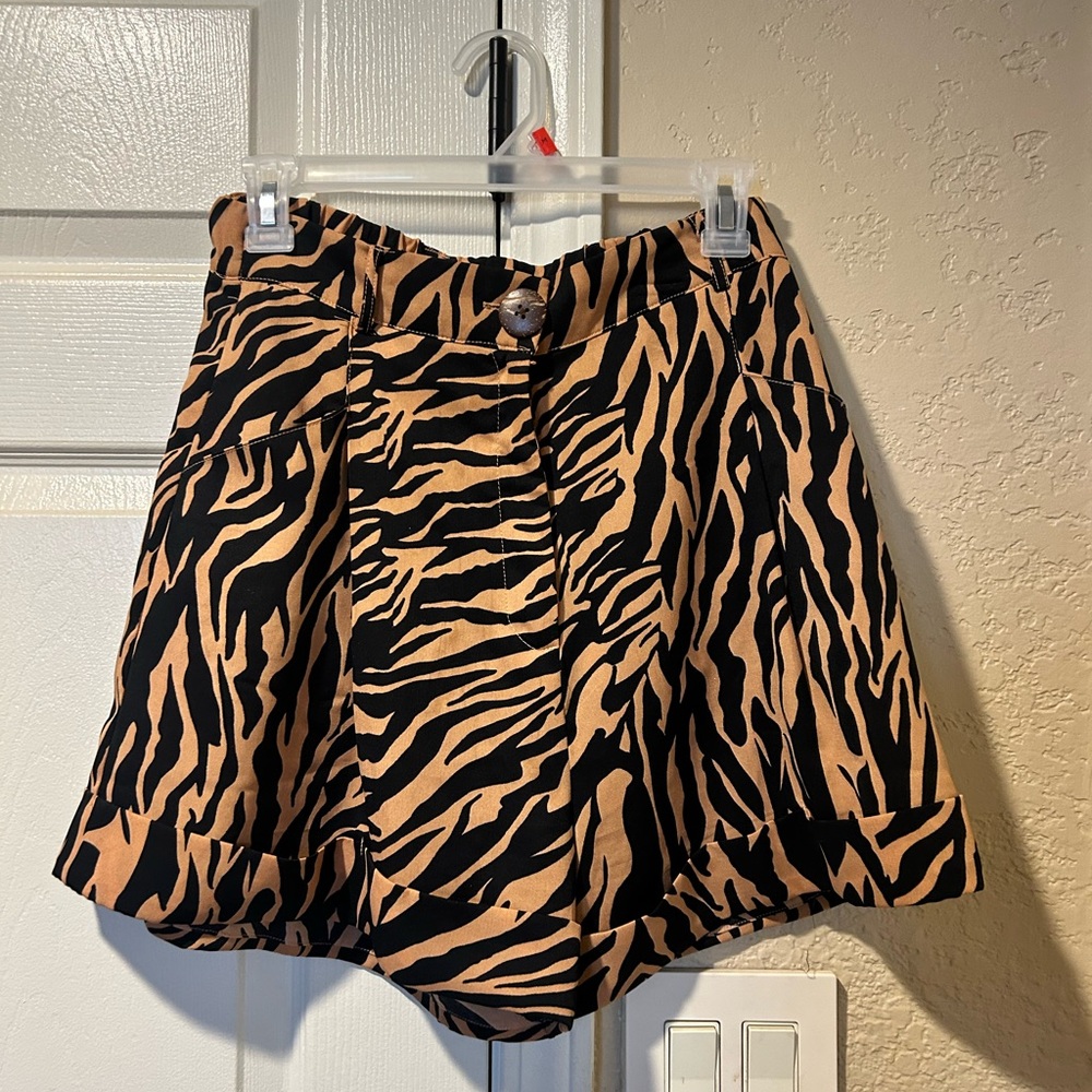 Zebra Print High-Waisted Shorts